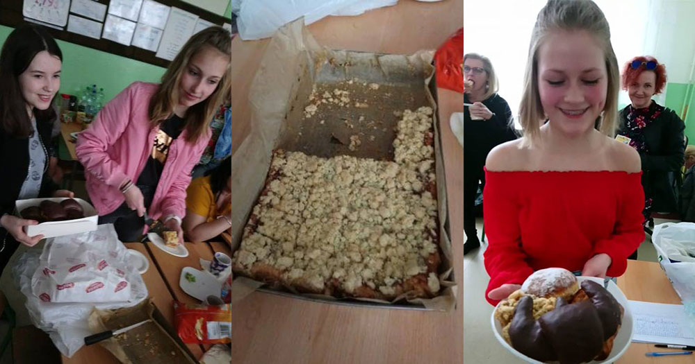 Uczniowie SP3 wsparli słodkimi poczęstunkami strajkujących nauczycieli [ZDJĘCIA]