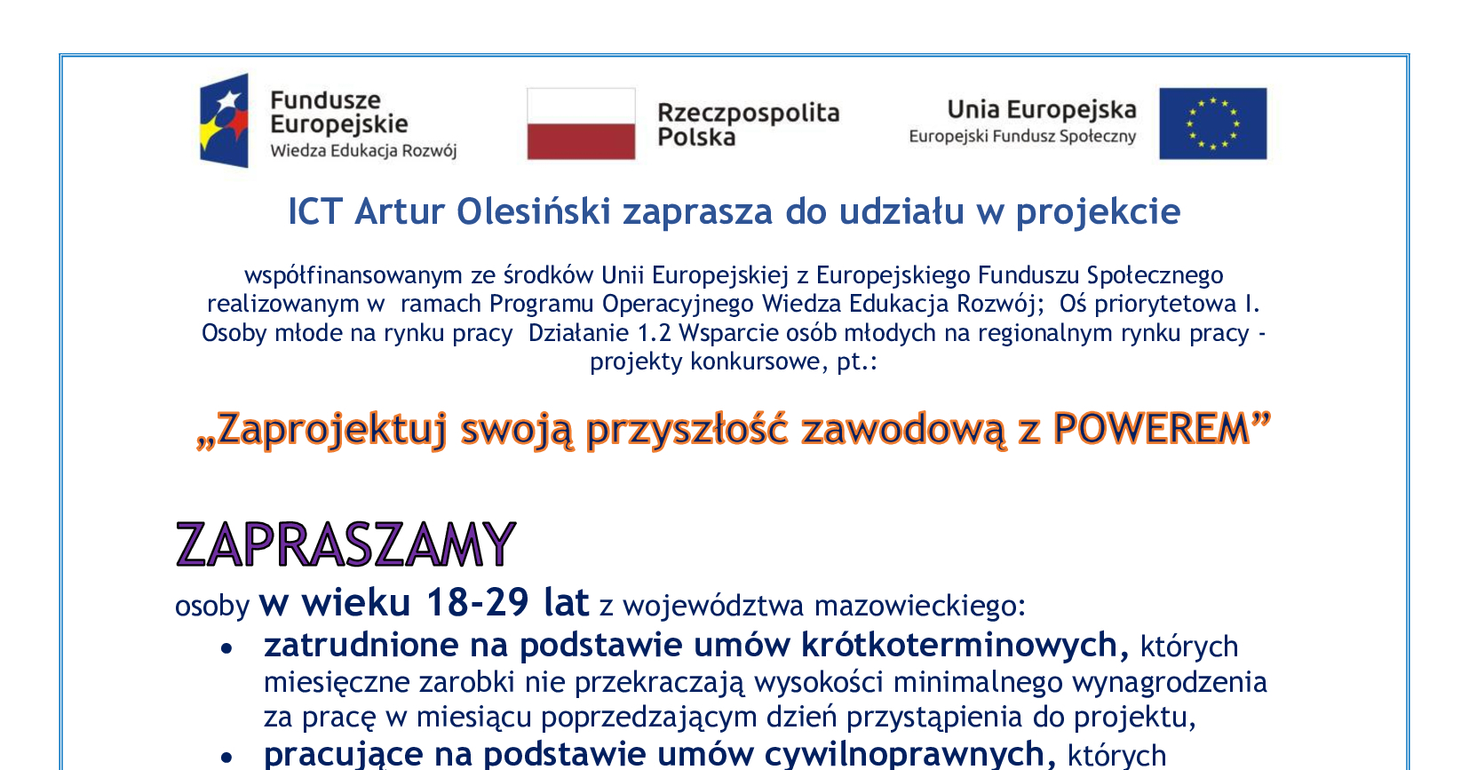 Projekt: Zaprojektuj swoją przyszłość zawodową z POWEREM