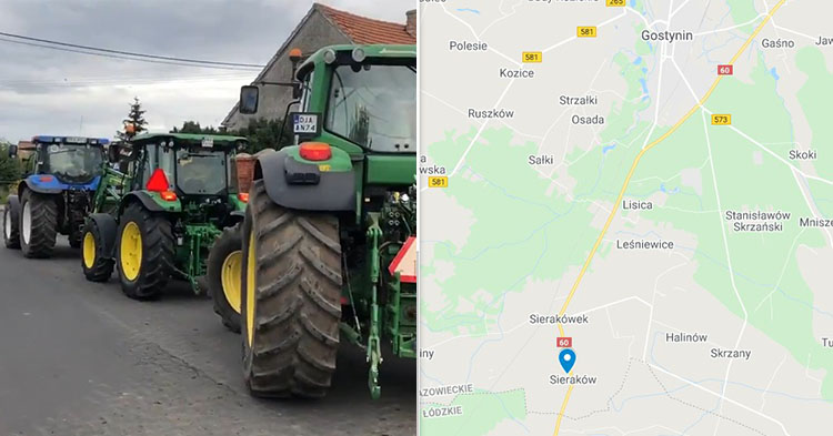 Rolnicy protestują przeciwko ustawie PiS. Ruch na DK-60 koło Sierakówka jest utrudniony