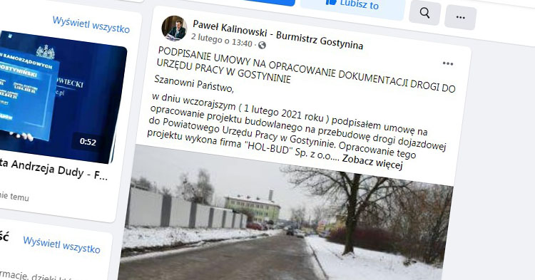 Burmistrz Kalinowski poinformował o podpisaniu umowy na dokumentację. Reakcja czytelnika