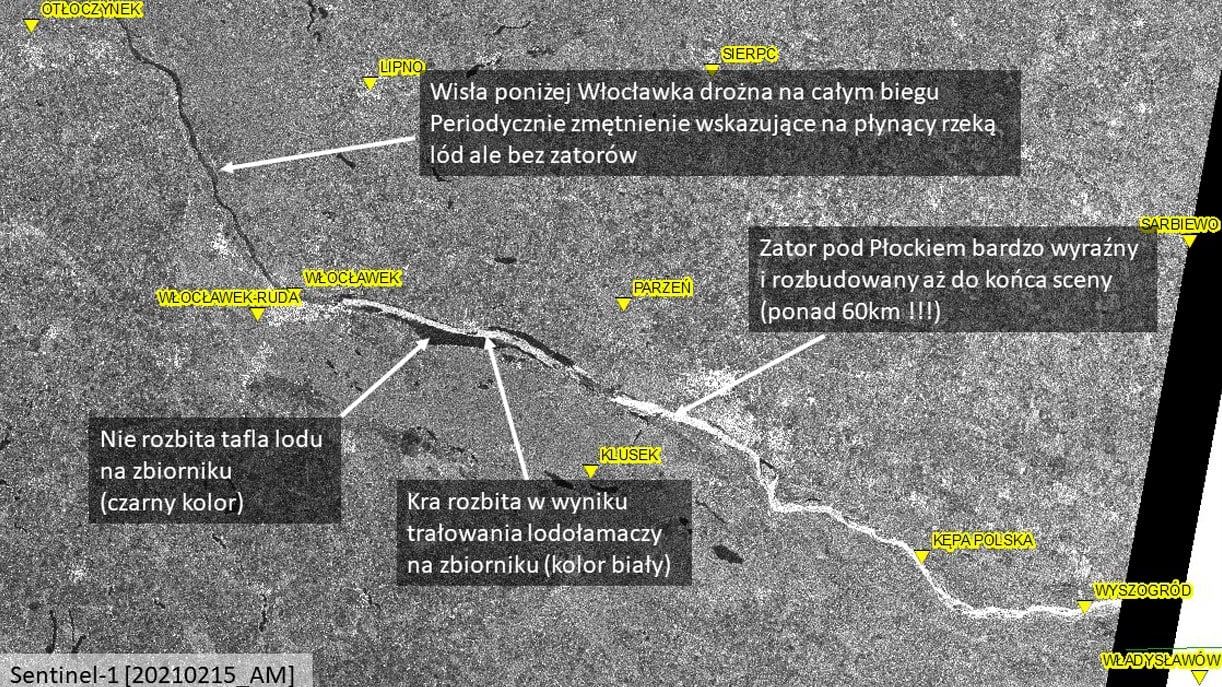 Zator lodowy na Wiśle zaczyna się za Nowym Duninowem i ma ponad 60 km [FOTO]