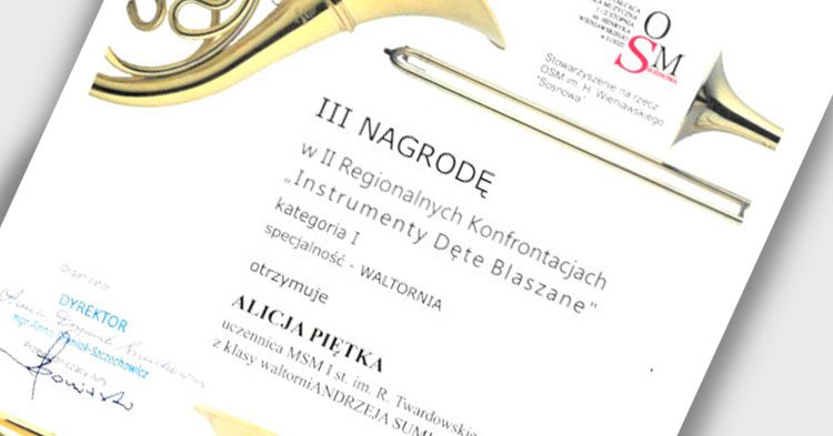 Alicja Piętka ze Szkoły Muzycznej otrzymała nagrodę w łódzkim konkursie