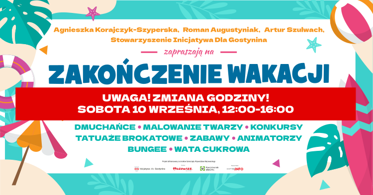 Uwaga! Zmiana godzin sobotniego Pożegnania Wakacji