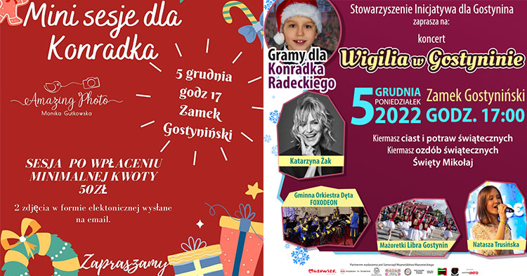 Mini sesje dla Konradka. Kolejna atrakcja koncertu charytatywnego Wigilia w Gostyninie
