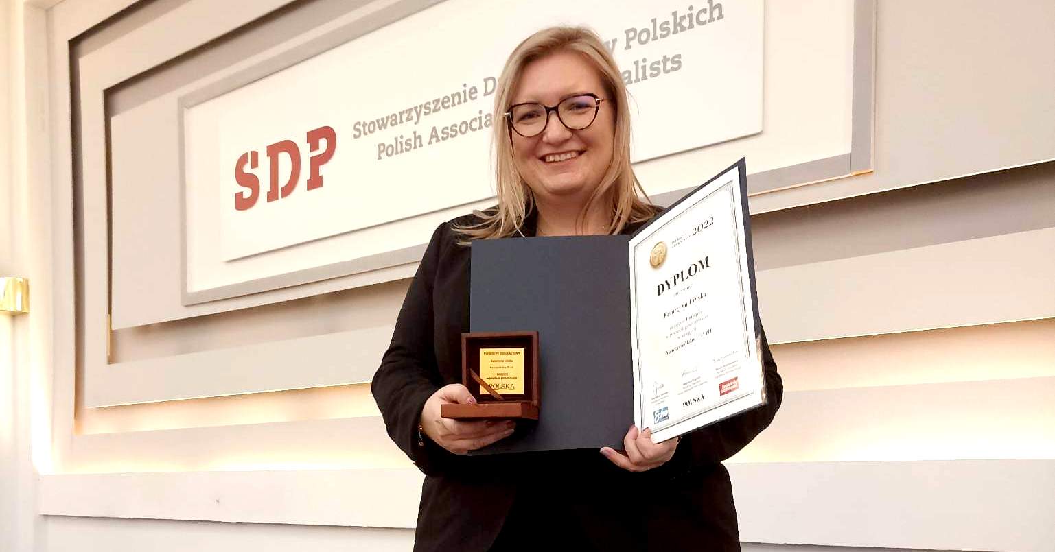 Uroczysta Gala Plebiscytu Edukacyjnego 2022 - wręczenie tytułu Katarzynie Lińskiej z SP nr 5 w Gostyninie [ZDJĘCIA]