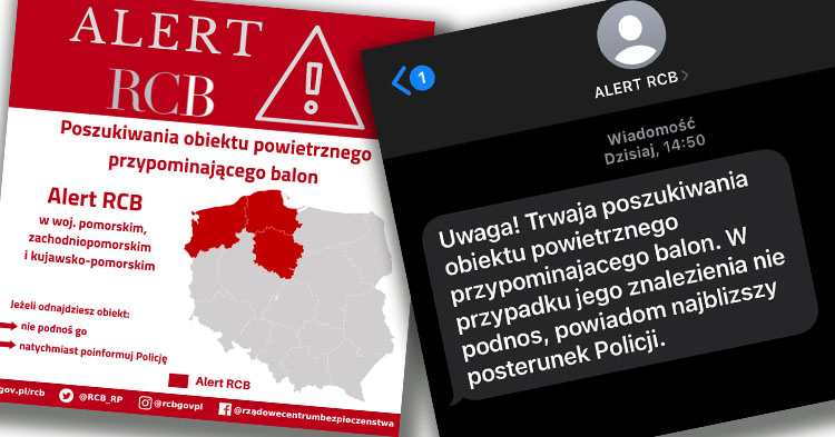 Na teren Polski wleciał balon z Białorusi. Mieszkańcy 3 województw otrzymali alerty RCB