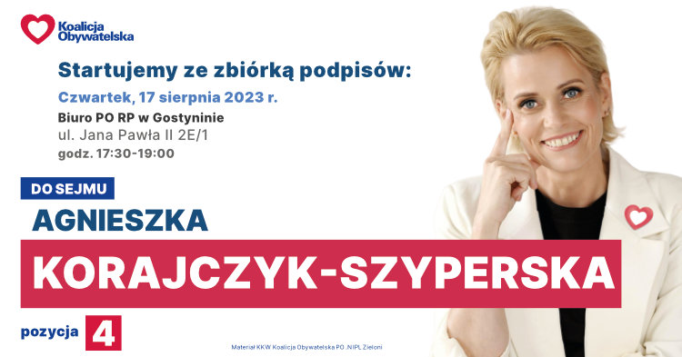 Agnieszka Korajczyk-Szyperska Rusza zbiórka podpisów. Przyjdź dziś podpisać listę
