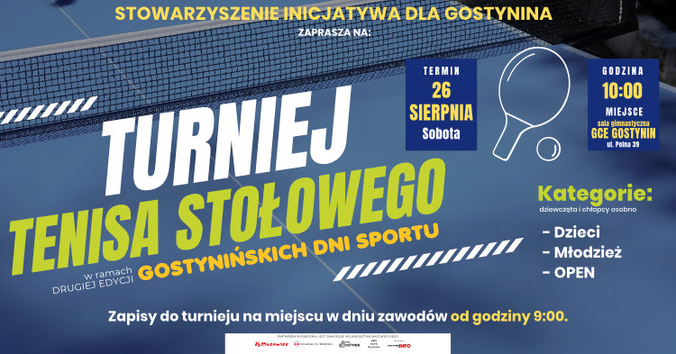 Już w sobotę na turniej tenisa stołowego