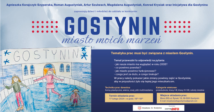 Konkurs dla dzieci i młodzieży „Gostynin - miasto moich marzeń”