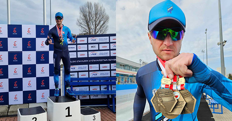 Łukasz Flejszer wyjeździł 4 złote medale Mistrzostw Polski kat. Masters w łyżwiarstwie szybkim [ZDJĘCIA]