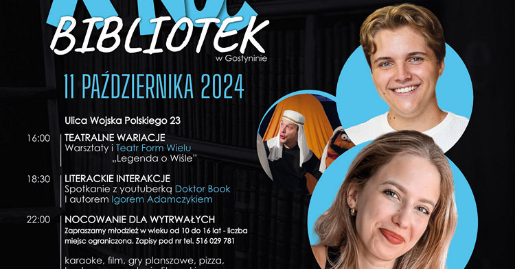 Doktor Book i Igor Adamczyk to goście X Nocy Bibliotek w Gostyninie