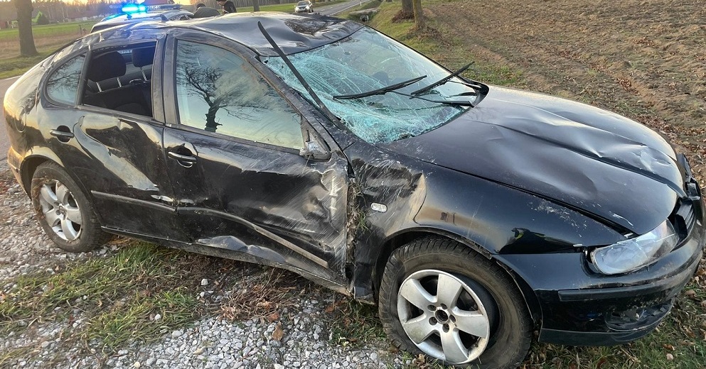 Sarna na drodze przyczyną dachowania. Mieszkanka gminy Gostynin trafiła do szpitala [ZDJĘCIA]