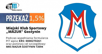 Przekaż 1,5% Na Rzecz Klubu