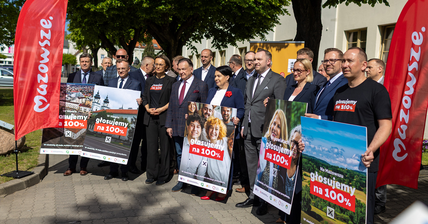 „Głosujemy na 100 procent” – samorządowcy z Mazowsza zachęcają do udziału w wyborach prezydenckich [ZDJĘCIA]