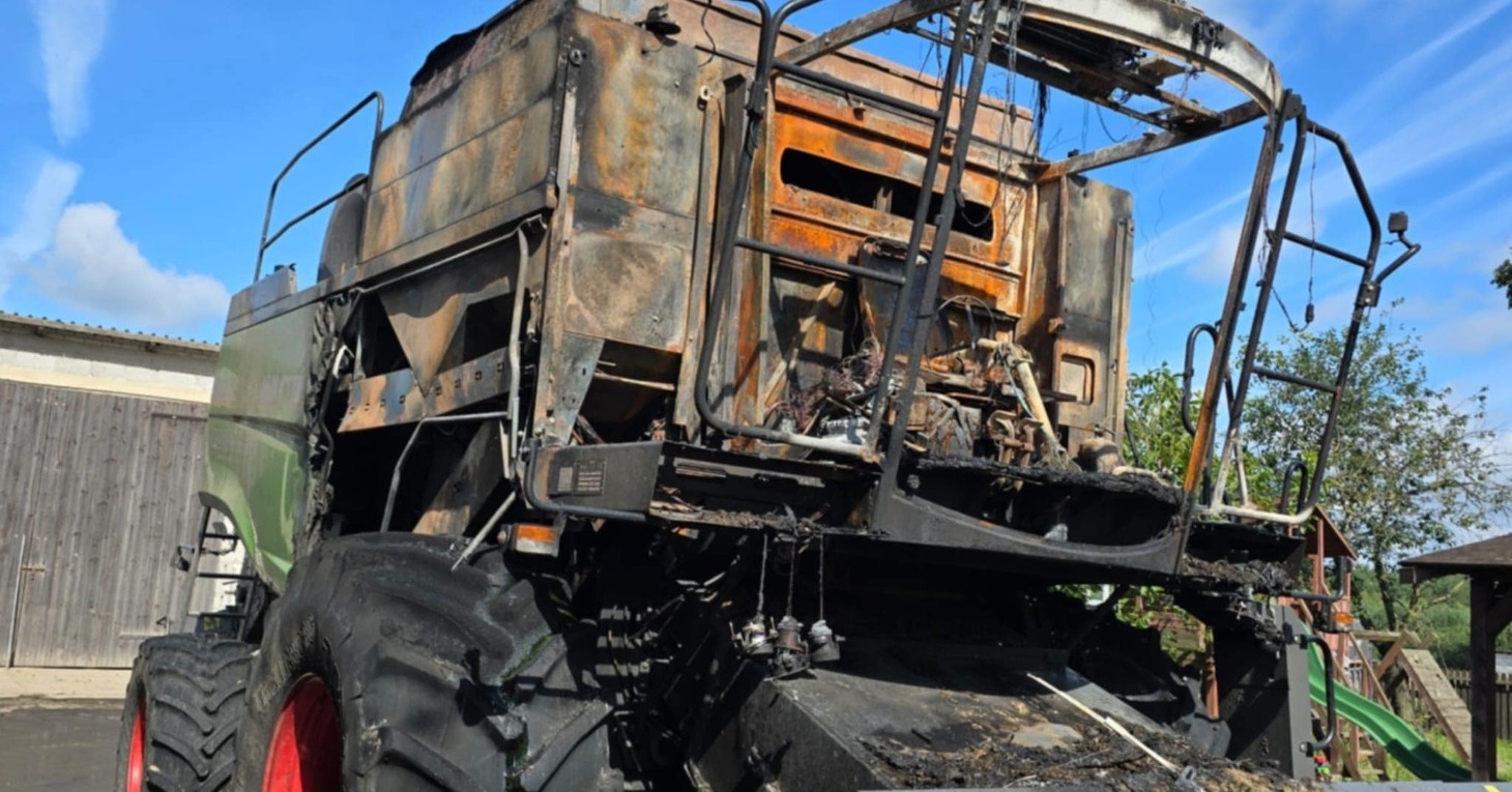 Pożar zabrał im narzędzie pracy w środku żniw – rodzina z Lucienia prosi o pomoc