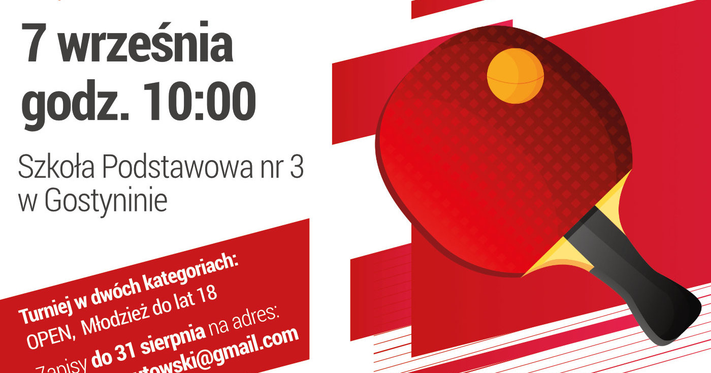 To już dziś!Turniej tenisa stołowego w ramach IV Edycji Gostynińskich Dni Sportu