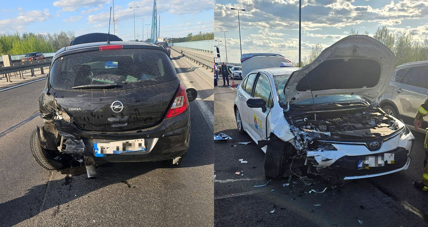 Wypadek na trasie do Płocka. Dwie osoby w szpitalu, zablokowany most Solidarności