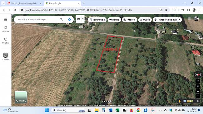Działka BUDOWLANA 1825m2 - Choinek gm. Gostynin