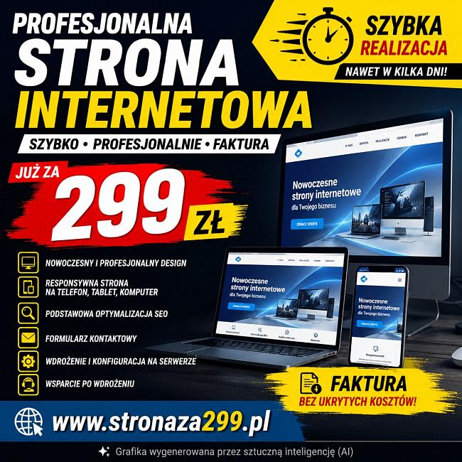 Profesjonalne strony internetowe za 299 zł - szybko | stronaza299.pl