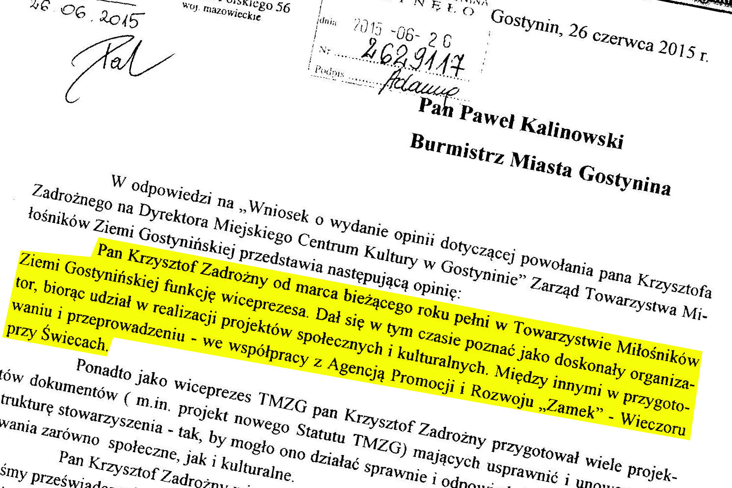 Są opinie w sprawie kandydatury Krzysztofa Zadrożnego na funkcję dyrektora MCK