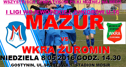 Mazur U-16 Podejmie Wkrę ...