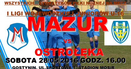 Juniorzy Mazura U-16 Podejmą ...