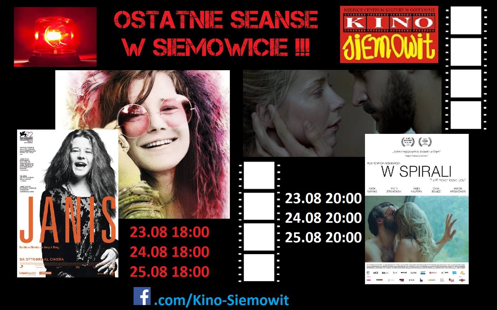 Ostatnie seanse "Janis" i "W spirali" w kinie Siemowit